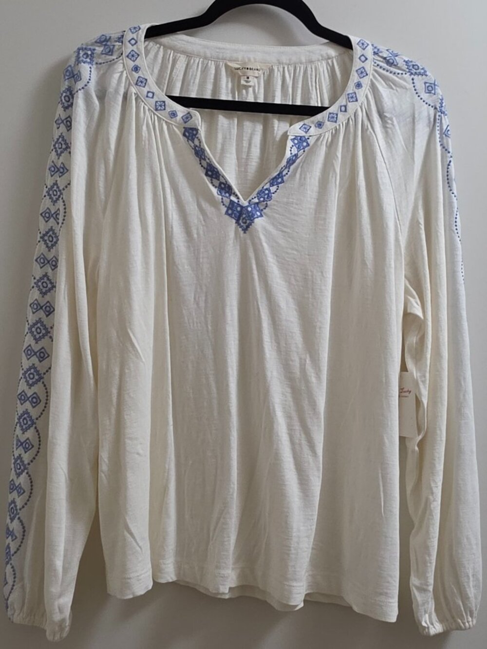 LUCKY BRAND Embroidered Long Sleeve Top